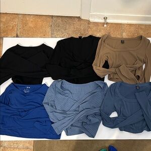 Set of 10 Long Sleeve Tops in Black, Tan, Blue, green, red, etc.